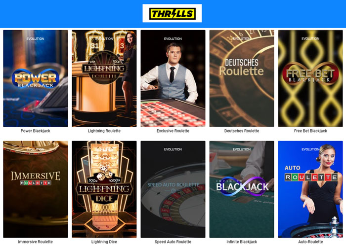 Thrills casino spelaanbod