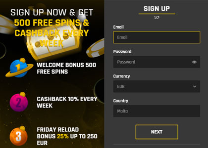 Casino Universe registreren