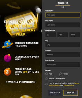 Casino Universe account aanmaken