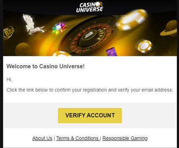 Casino Universe account activeren