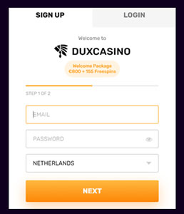 Dux Casino account aanmaken