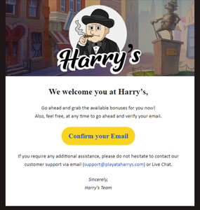 Harry's casino account activeren