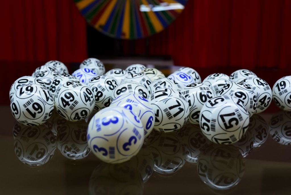 Bingo balls on a table