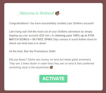 Slothino activeren