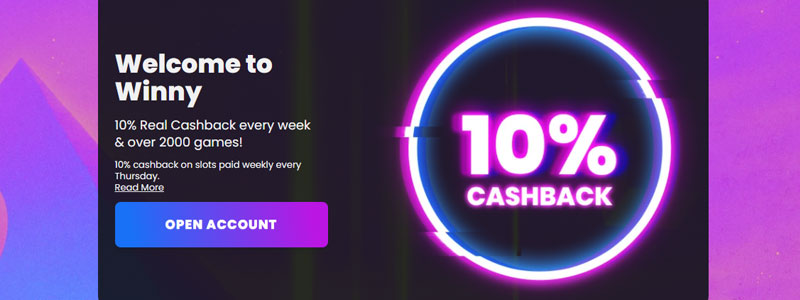 Winny Casino cashback bonus