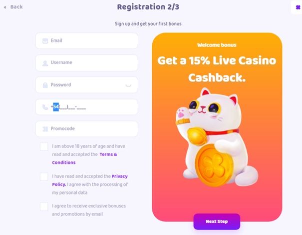 registering on 7signs casino