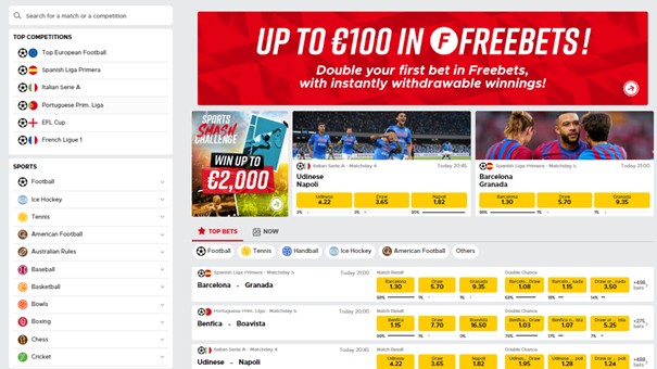 screenshot of betclic website