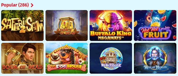 Screenshot of popular games