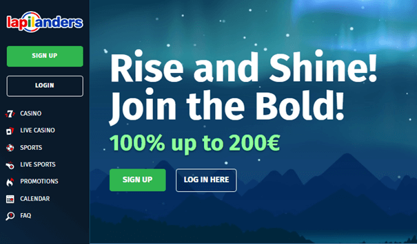 Screenshot of sign up page