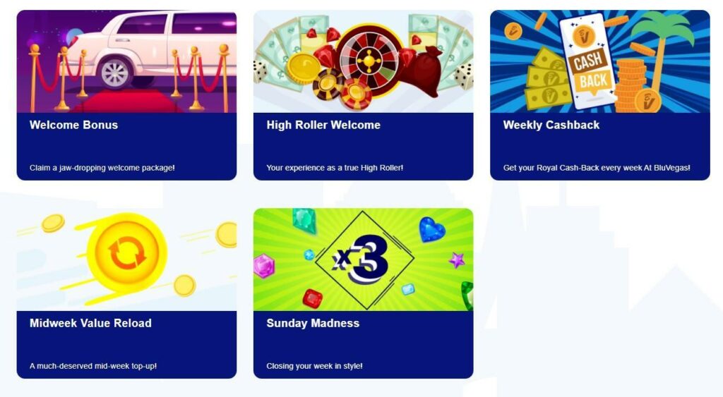 available offers on bluvegas