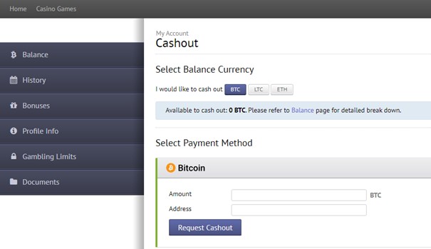 Cashout on Anonymous casino