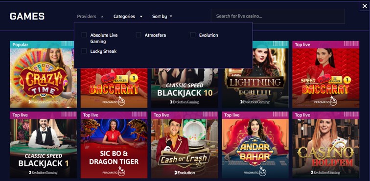 Justbit.io Live Casino